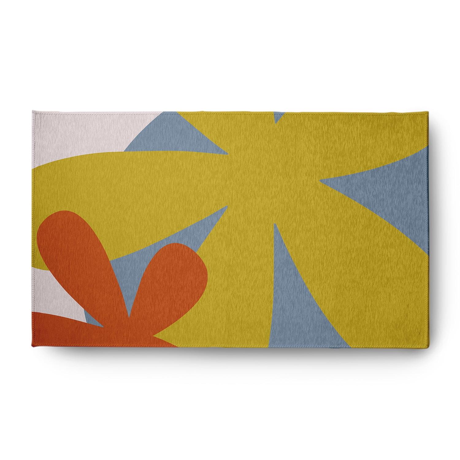 3' x 5' Simply Daisy Bold Flowers Modern & Contemporary Chenille Area Rug, Mustard Yellow