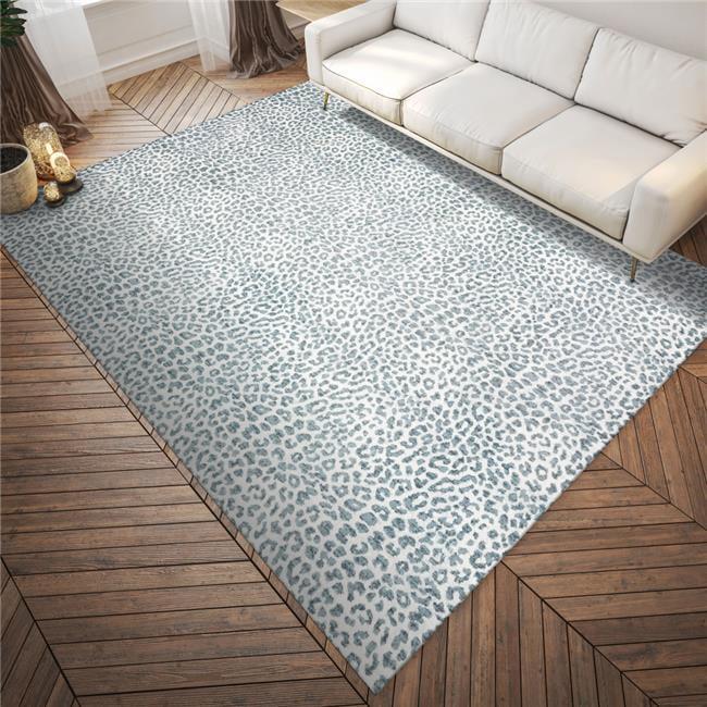 Gray Leopard Print Shag 3' x 5' Non-Slip Area Rug