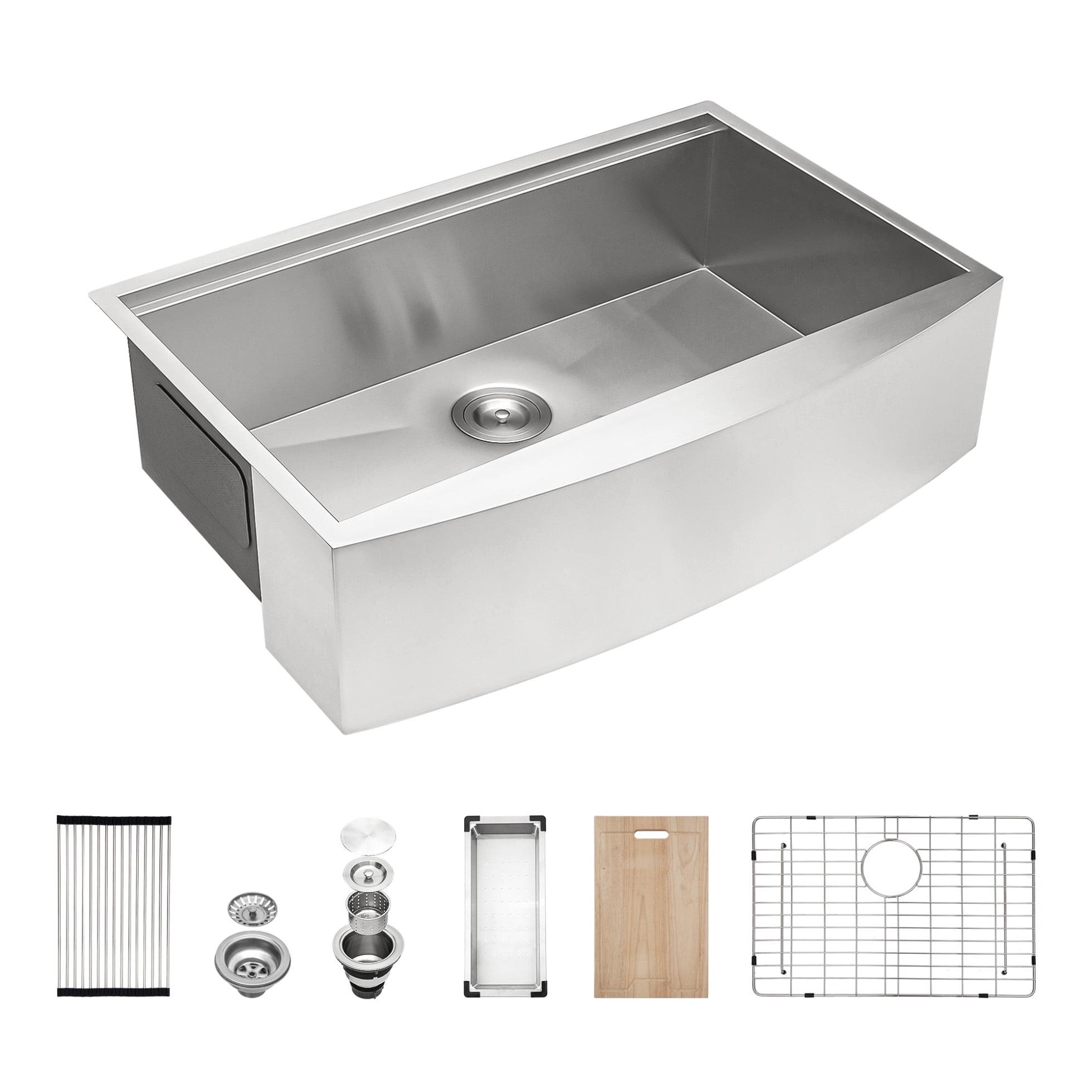 30'' Brushed Nickel Stainless Steel Farmhouse Sink with Accessories