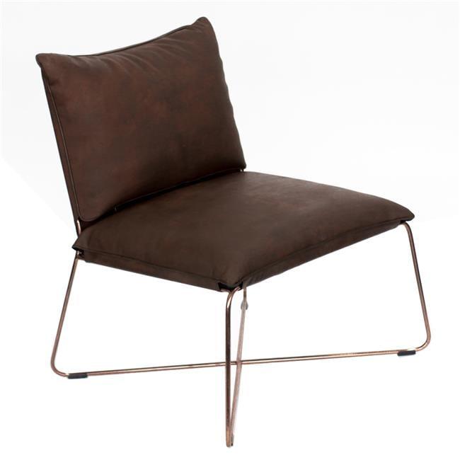 Sleek Industrial Dark Brown Leather Chaise with Metal Frame