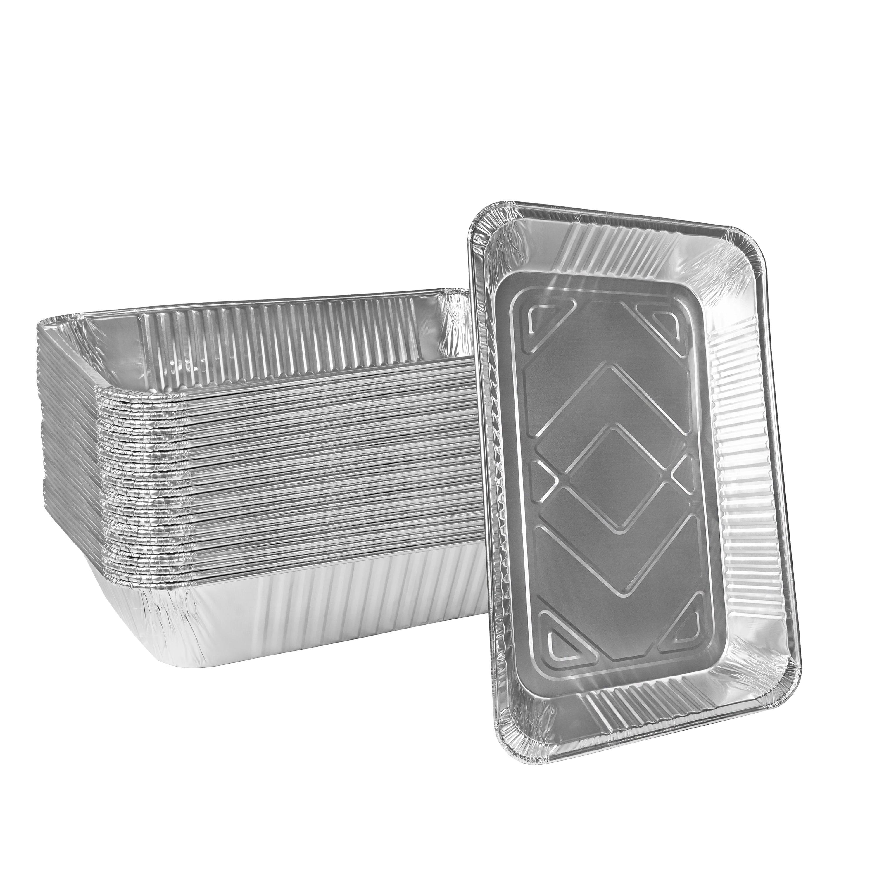 9x13 Aluminum Foil Pans (10 Pack), Disposable Half Size Deep Foil Pans, Cookware, Food Prepping, Large Pans for Baking, Reheating, Grilling