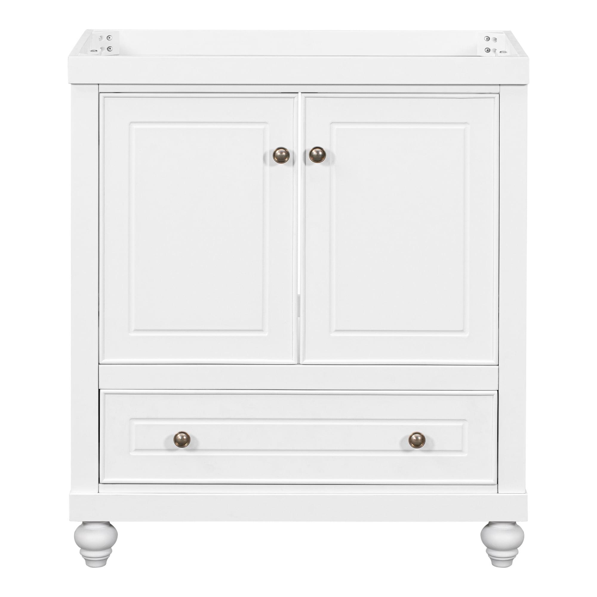 White 30" Freestanding Bathroom Vanity with Drawer and Doors