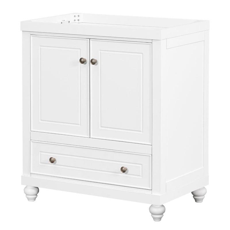 White 30" Freestanding Bathroom Vanity with Drawer and Doors