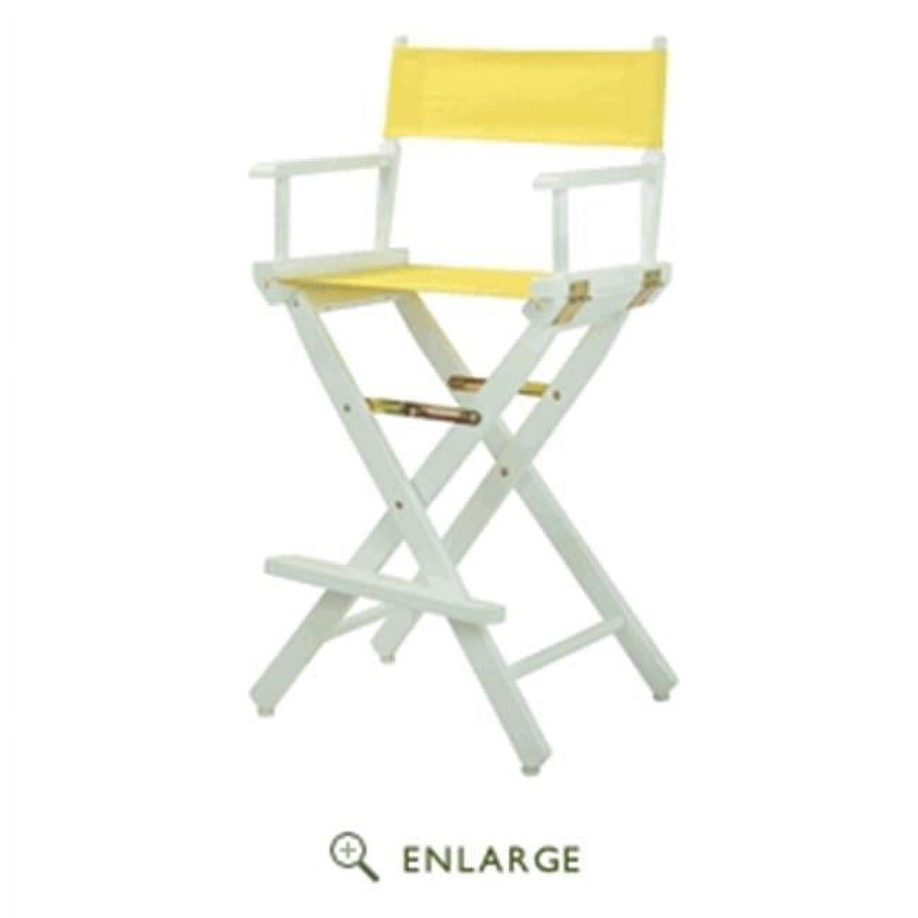 30" White Wood Director's Chair with Yellow Canvas