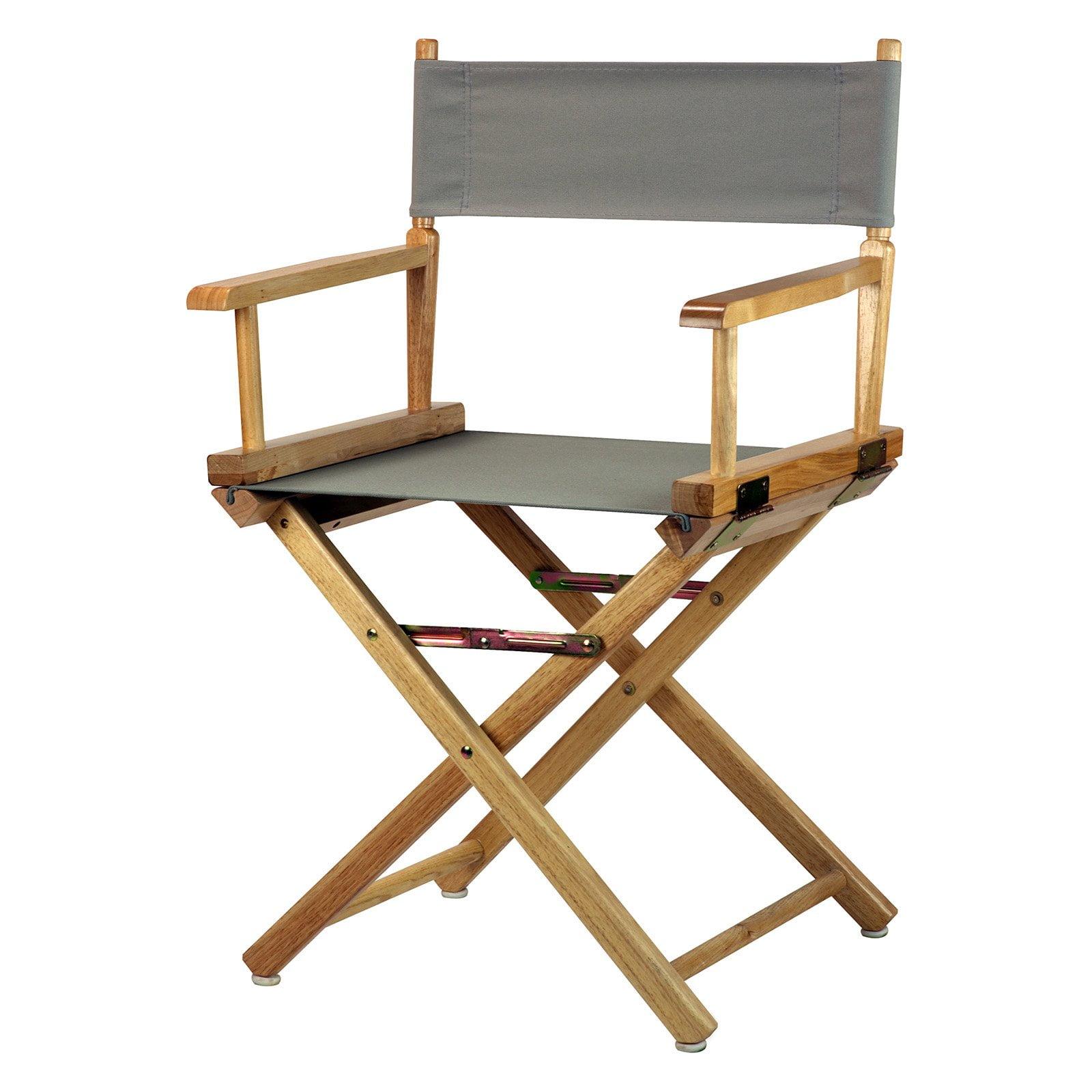 Classic 30" White Solid Wood Director's Chair with Gray Canvas