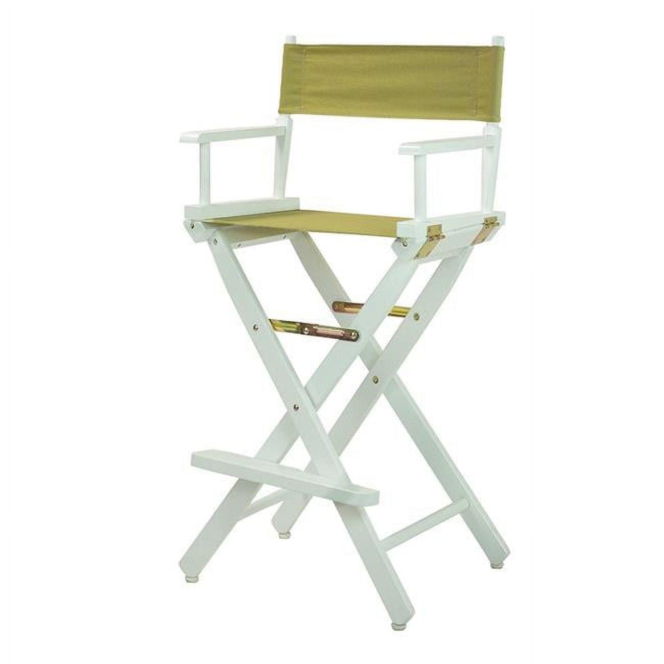 Classic White Wood Director's Chair with Foldable Design