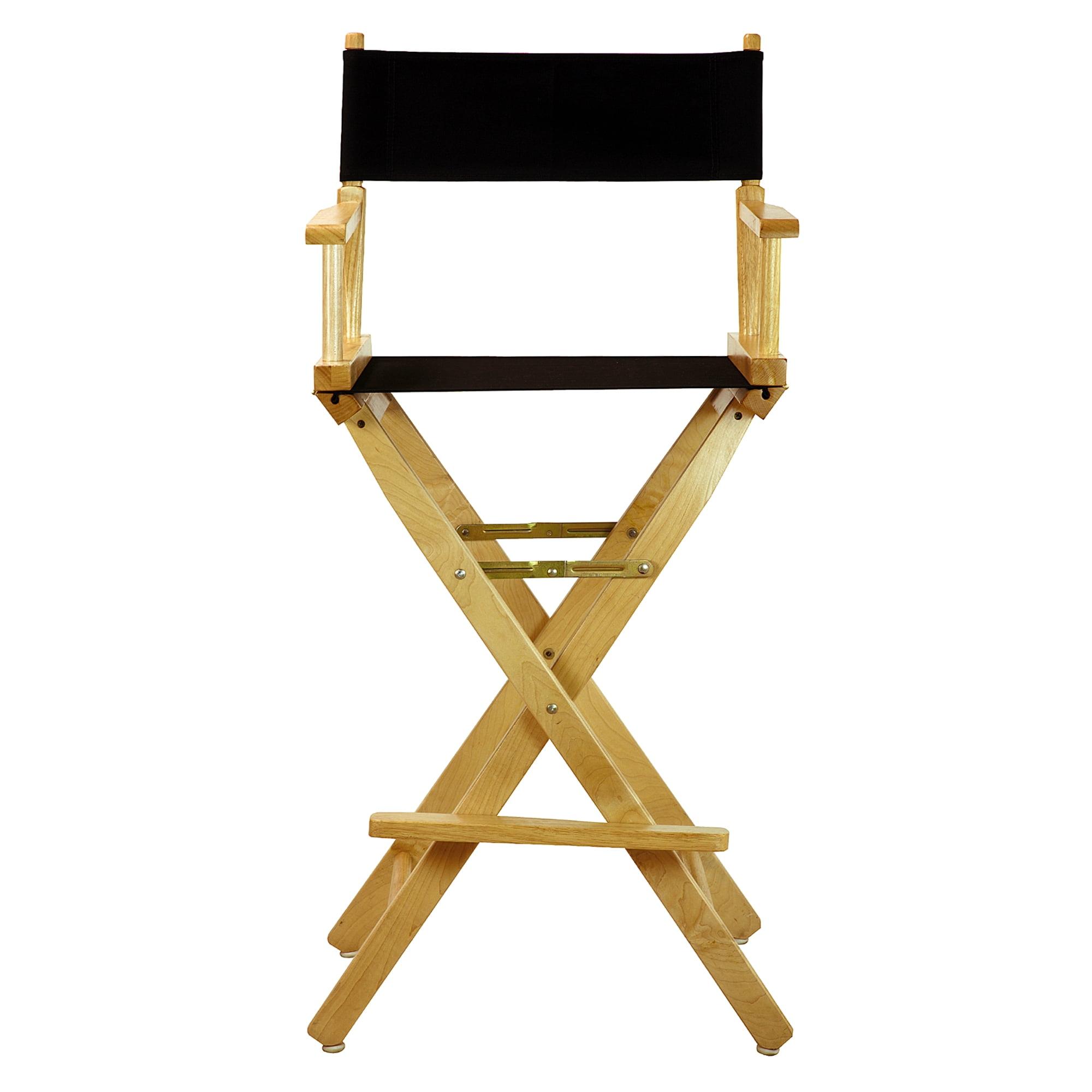 HomeStock 30" Director'S Chair Natural Frame-Black Canvas