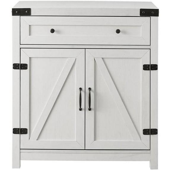 Walker Edison Modern Farmhouse 2 Barn Door Accent Cabinet, Brushed White