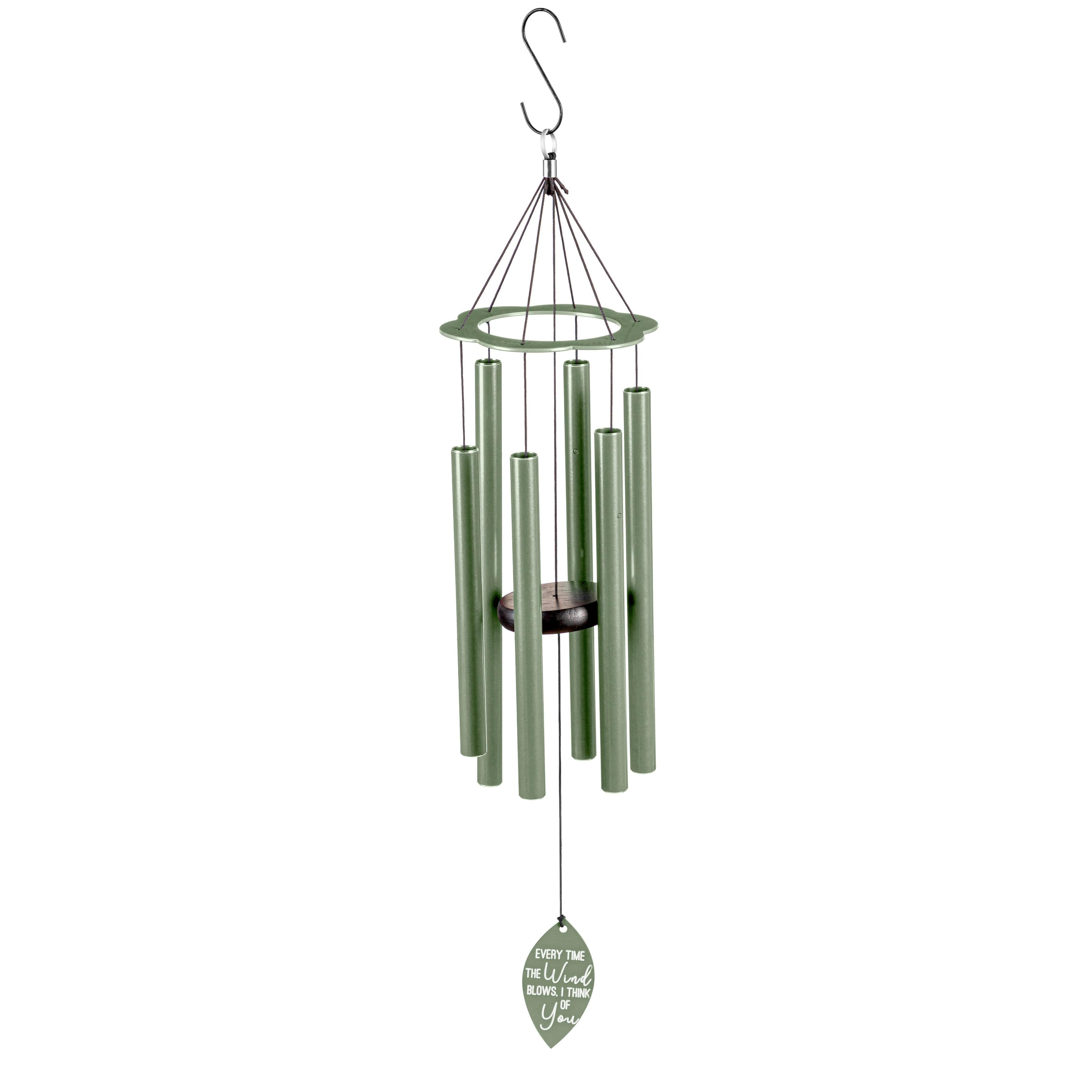 Green Laser Etched Metal Hand Tuned Wind Chime, 30"