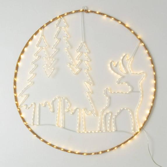 30"H Sullivans Christmas LED Deer Scene Wall Decor, White, Indoor Christmas Decor