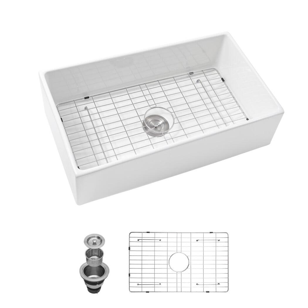 30 Inch White Ceramic Farmhouse Apron-Front Kitchen Sink