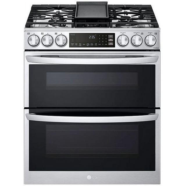 LG LG Smart Gas Double Oven Slide-in Range with InstaView®, ProBake® Convection, Air Fry, and Air Sous Vide, 6.9 cu. ft. LTGL6937F