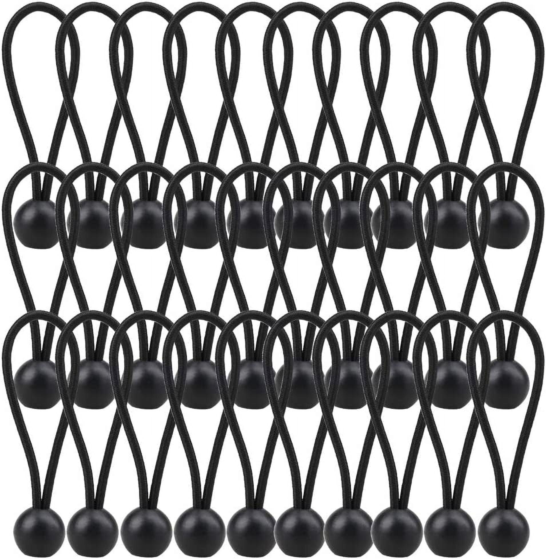 Bungee Cord, 30 Packs Bungee Balls, Black Bungee Cords Heavyweight 4 inches Tarp Bungee Cords Tie Down Straps Multifunction Elastic Rope for Camping, Tents, Cargo, Projector Screen, Canopy Tent
