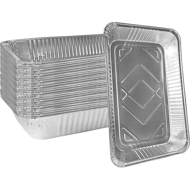 9x13 Aluminum Foil Pans (10 Pack), Disposable Half Size Deep Foil Pans, Cookware, Food Prepping, Large Pans for Baking, Reheating, Grilling