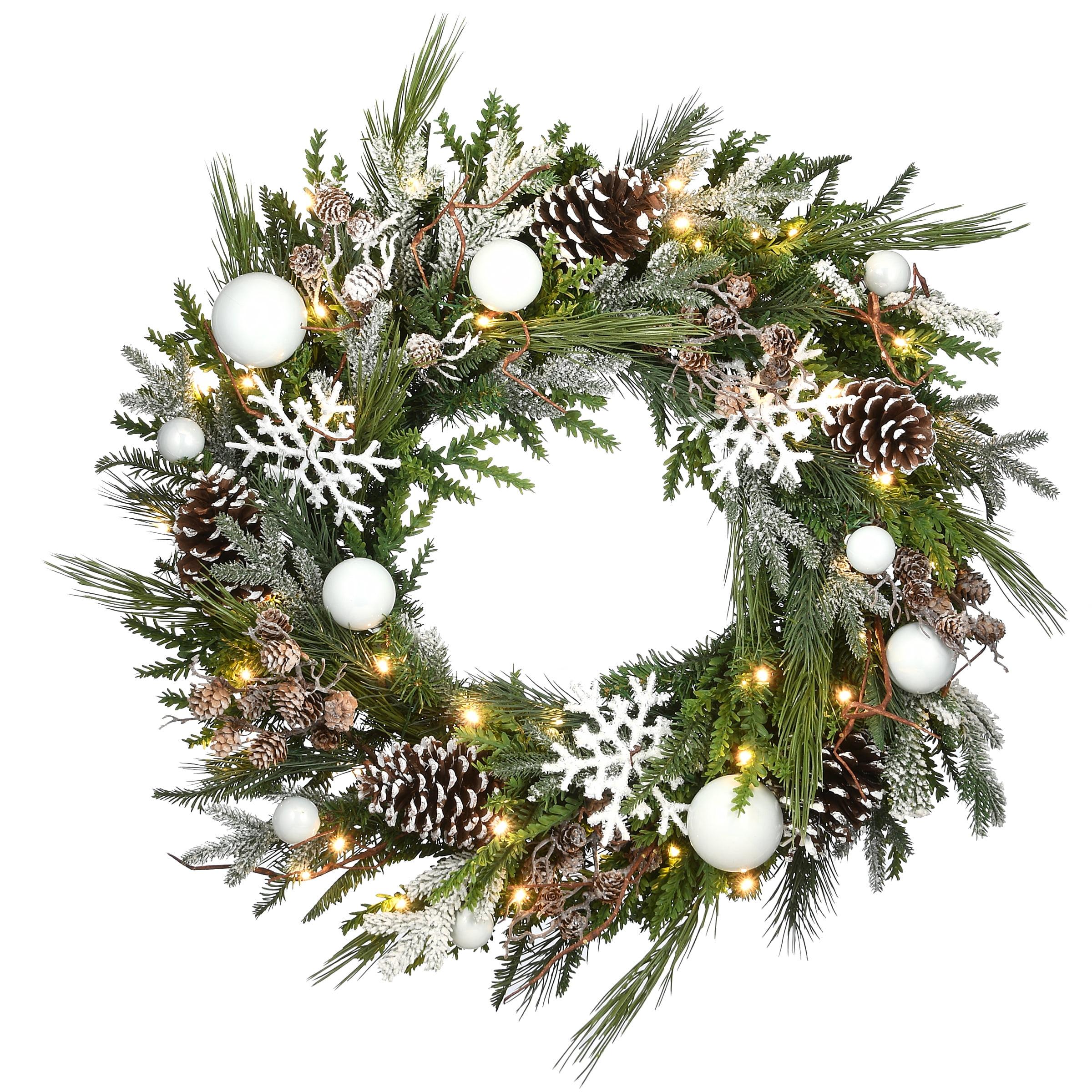 Evergreen Pinecone 30" LED-Lit Artificial Christmas Wreath