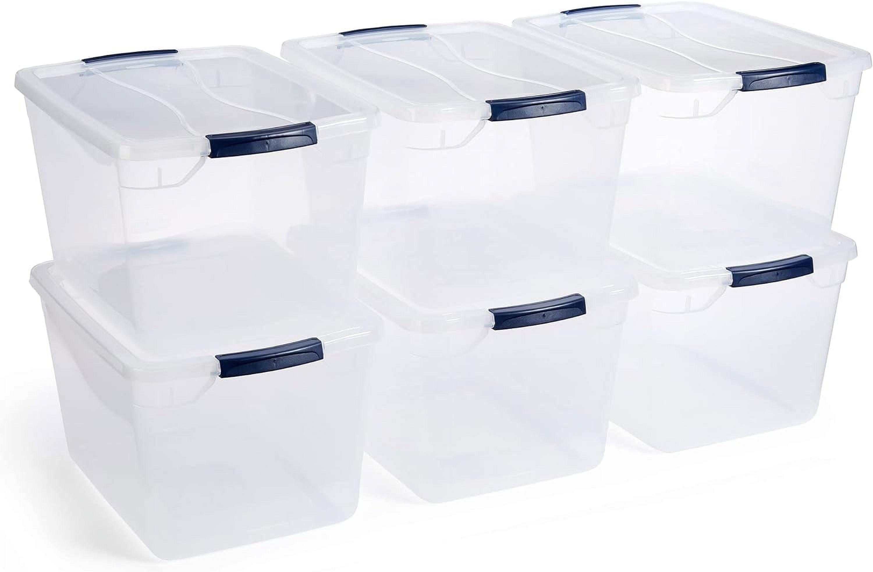 Clear 30 Quart Stackable Plastic Storage Bins with Lids, Pack of 6