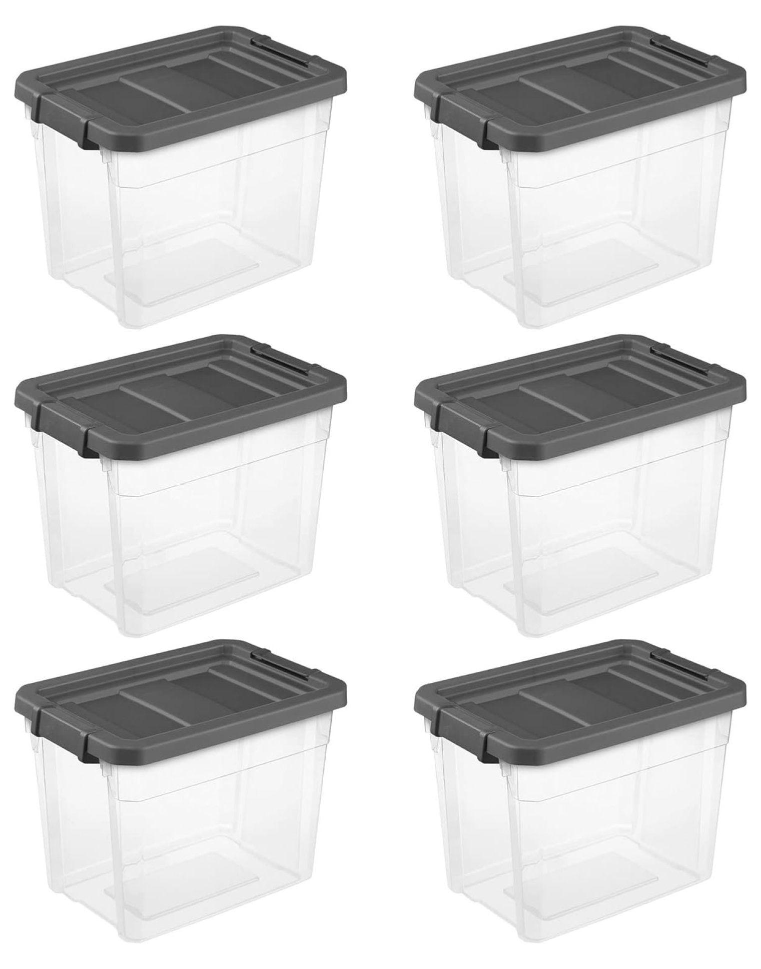 Sterilite 30 Quart Clear Plastic Stackable Storage Container Bin Box Tote with Grey Latching Lid Organizing Solution for Home & Classroom