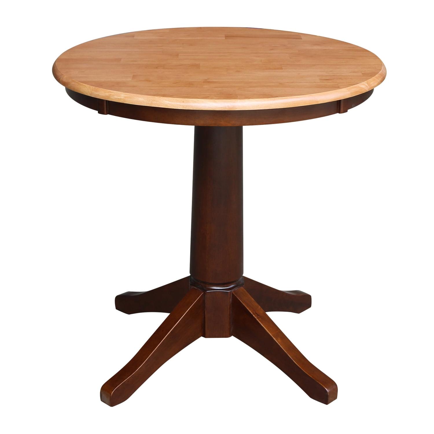 International Concepts 30" Round Top Pedestal Table-28.9" H, Cinnamon/Espresso