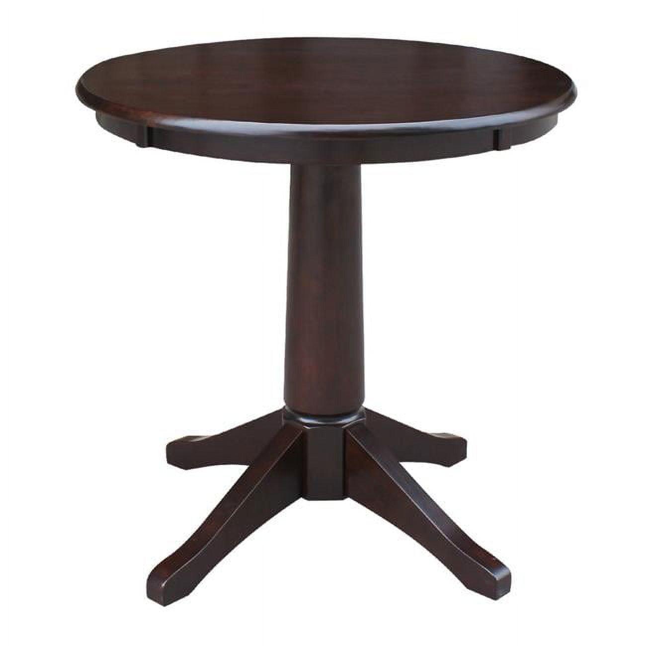 30" Round Rich Mocha Wood Pedestal Dining Table