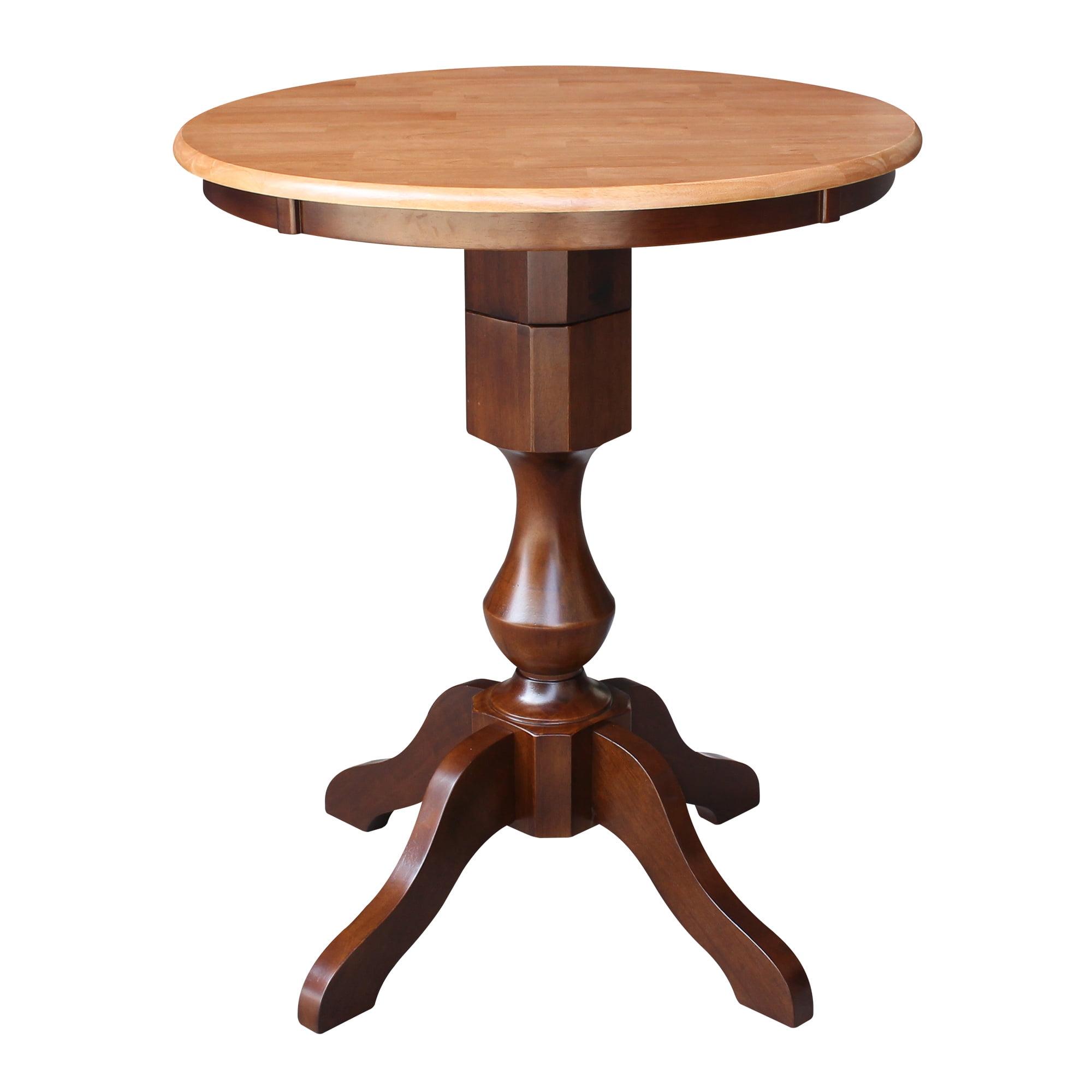 30" Round Medium Wood Counter Height Pedestal Dining Table