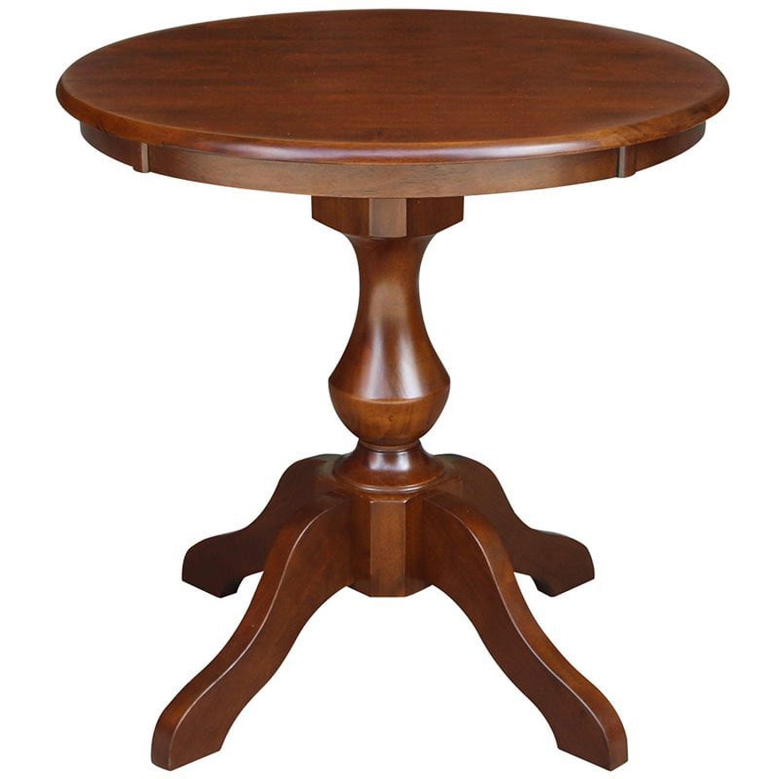 Espresso French Country Round Wood Pedestal Dining Table, Seats 4