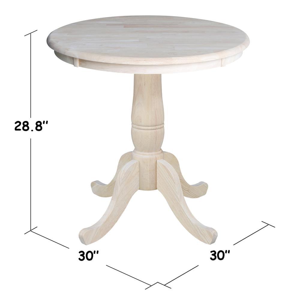 Farmhouse Charm 30" Round Wood Extendable Dining Table, Unfinished