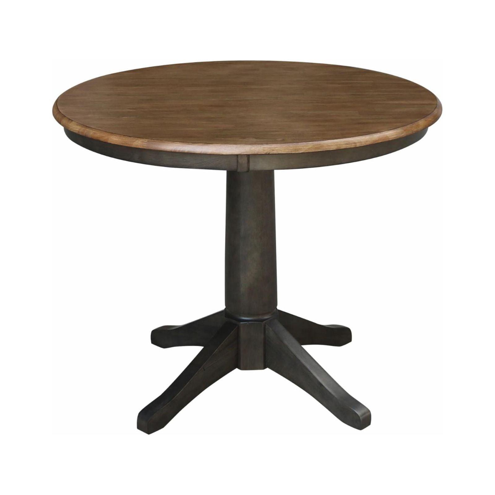 Elegant Hickory Brown Round Solid Parawood Dining Table