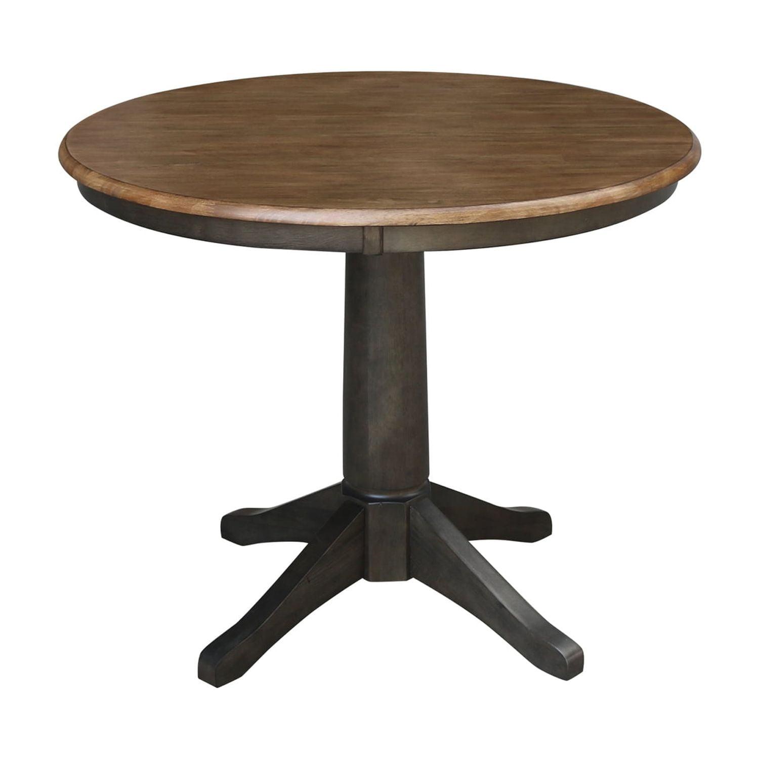 29" Dining Height Madeline Round Top Pedestal Table Hickory Brown - International Concepts: Solid Wood, Kitchen, Non-Extension