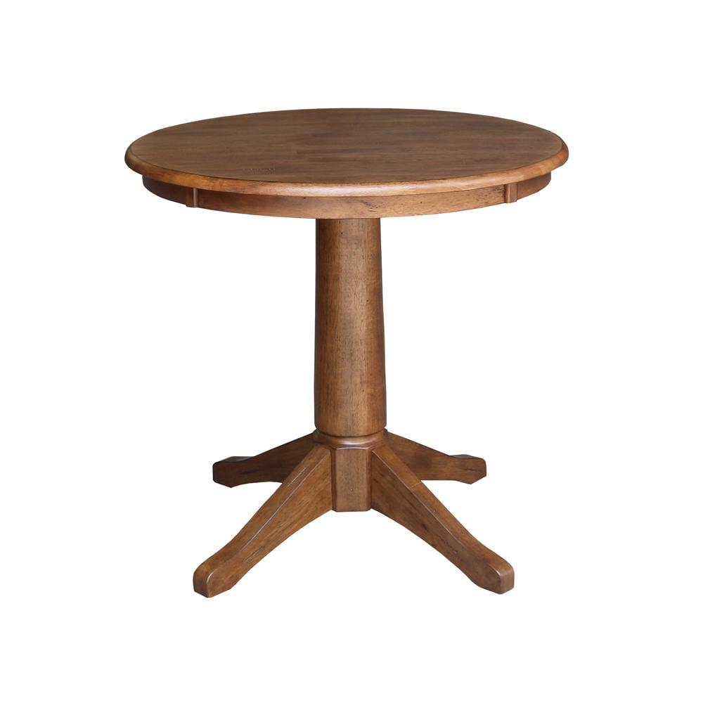 29.9" Dining Tables Laughlin Round Top Pedestal Distressed Oak - International Concepts: Hardwood, 2-Seater