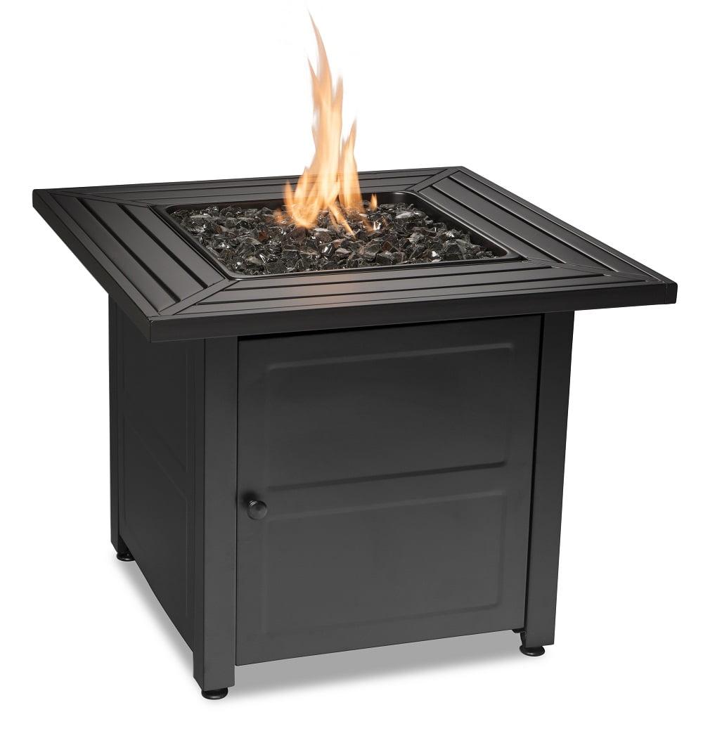 Sleek 30" Square Slate Finish Gas Fire Pit Table with Steel Mantel