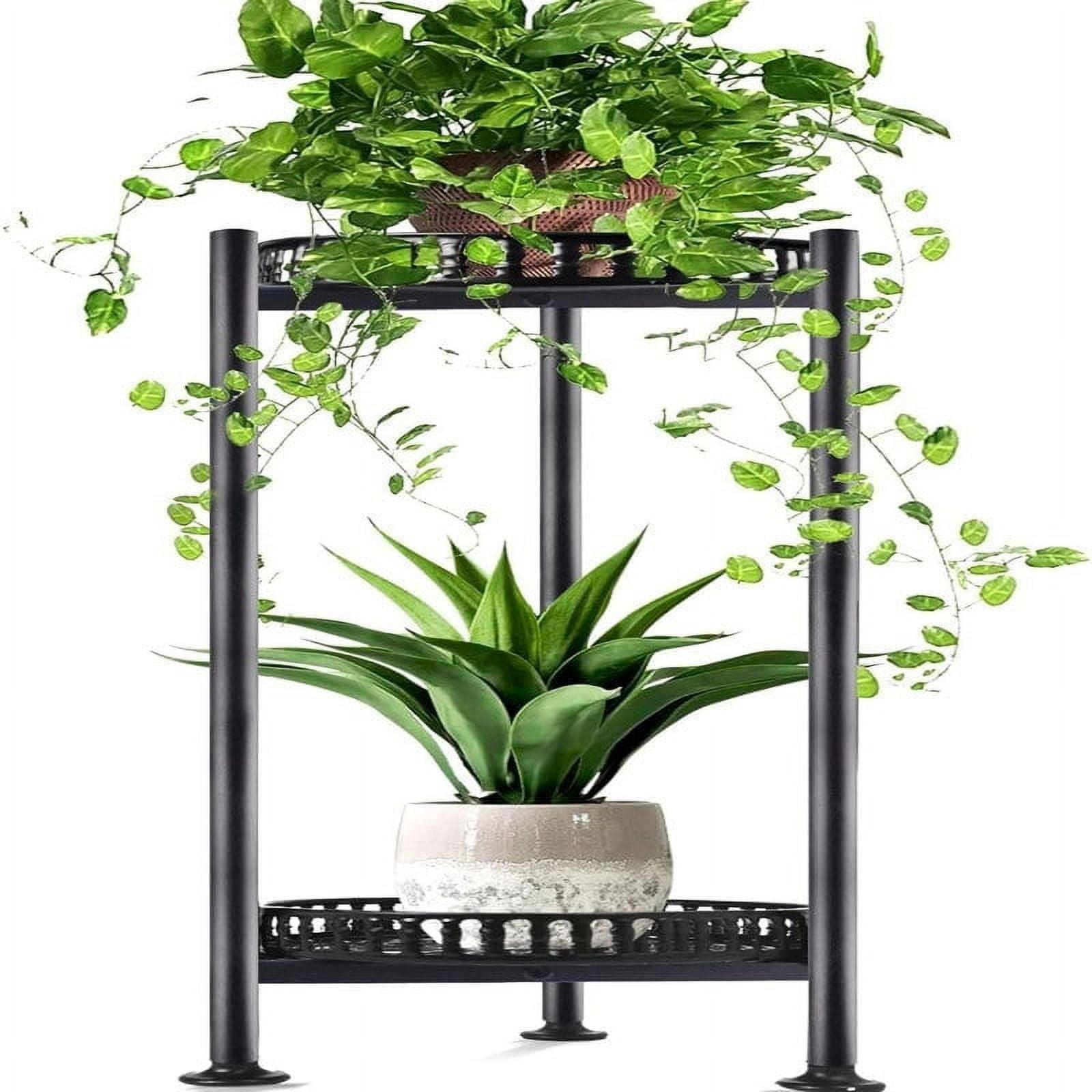 30'' Tall Black Metal 2-Tier Plant Stand