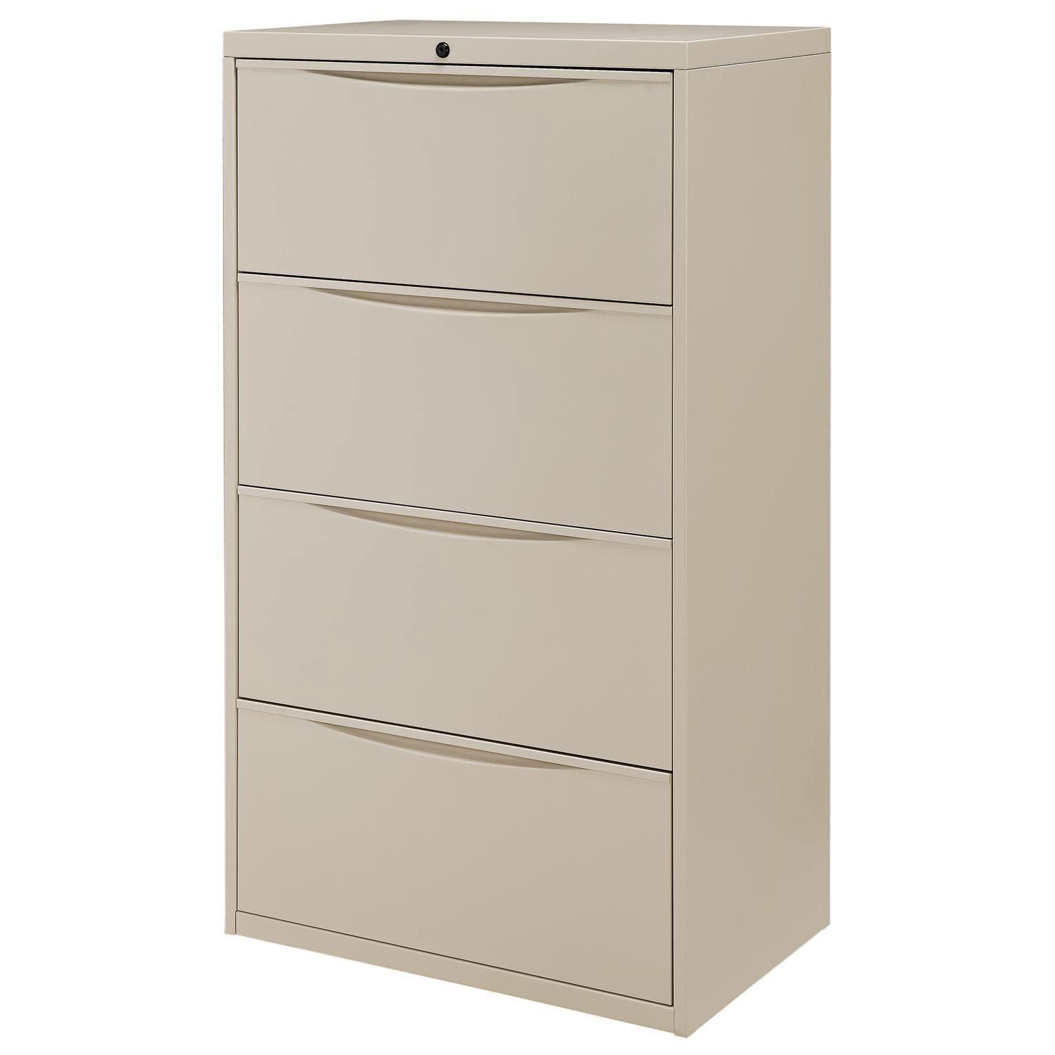 Putty Steel 4-Drawer Lockable Lateral File Cabinet