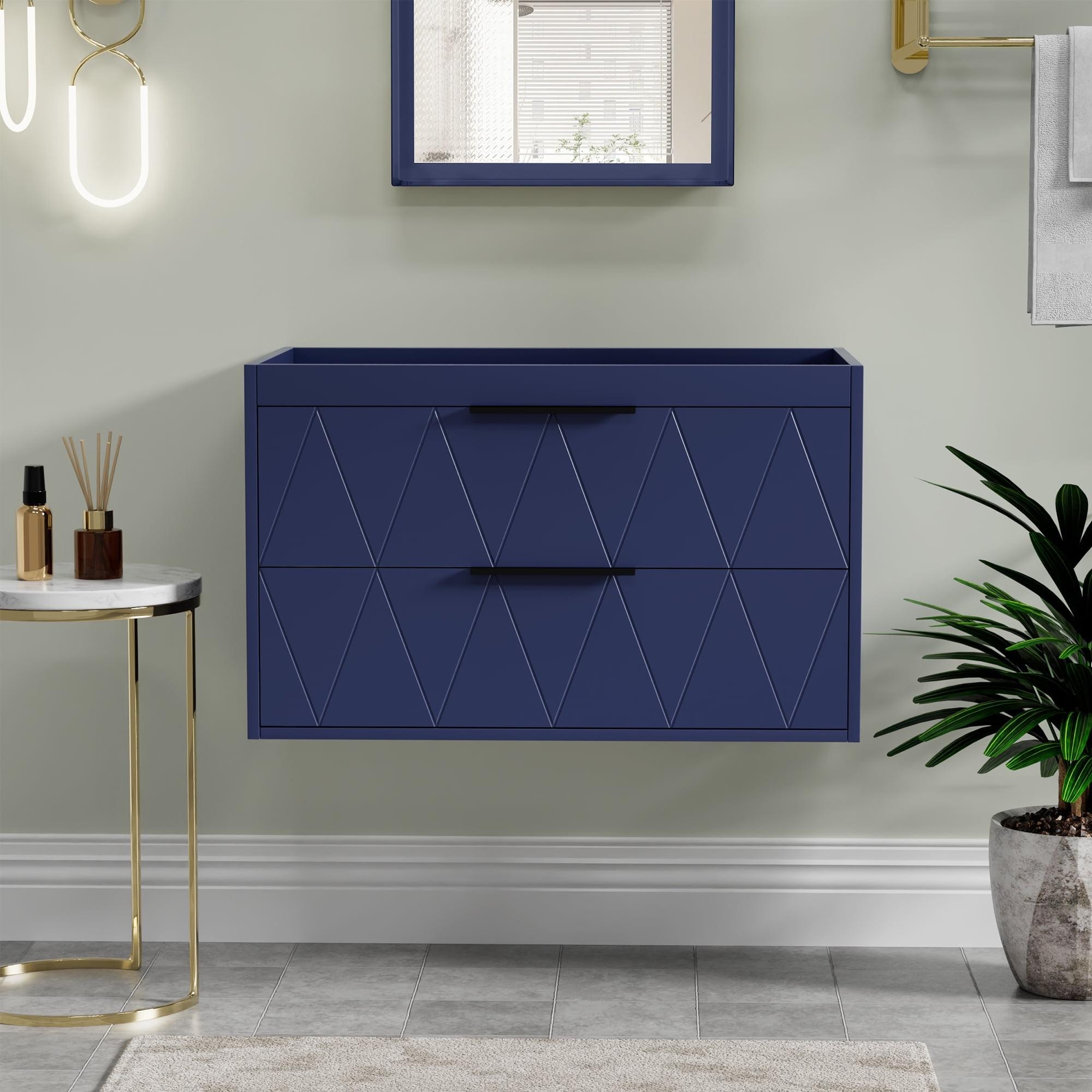 30" Wall Mounted Bathroom Vanity Base Only without Sink Top, Soft-close Drawers, Eco-friendly Hand Paint