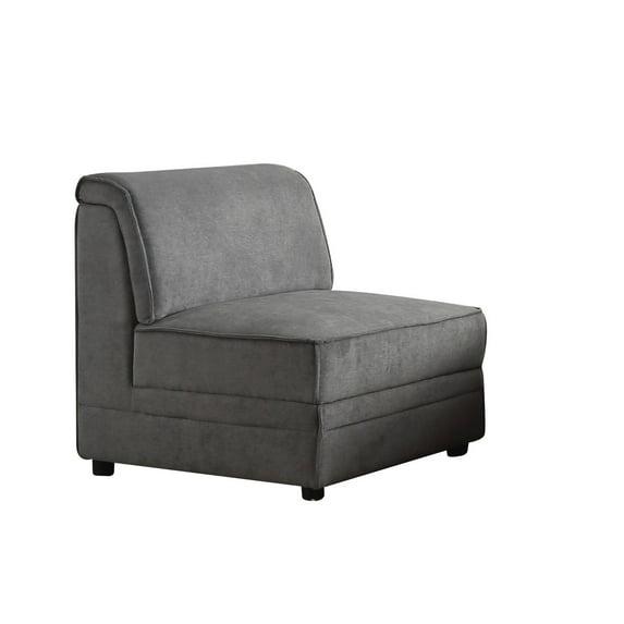 30" X 34" X 33" Gray Velvet Reversible Armless Chair
