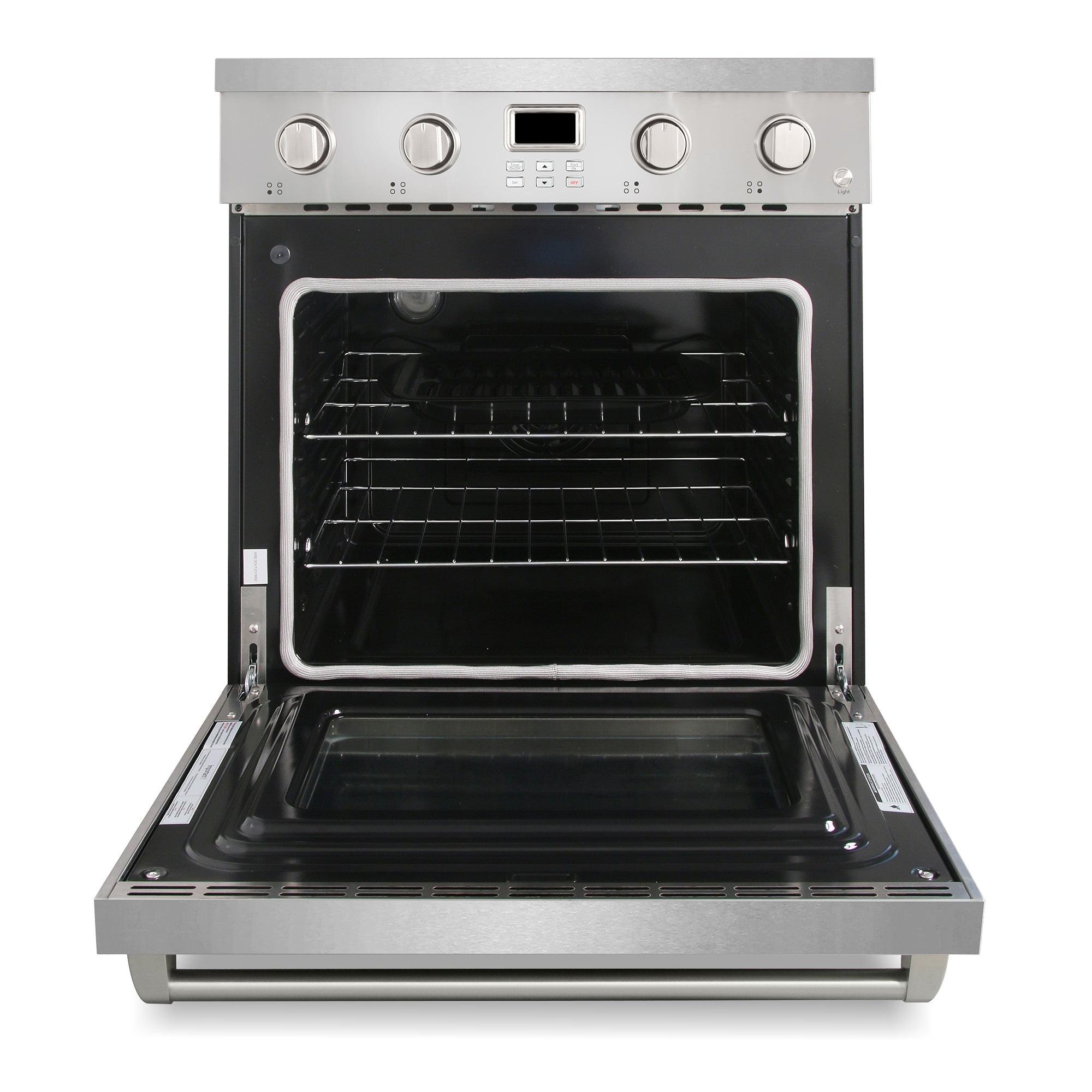 30 in. 4.8 cu. ft. Electric Range with 4-Burner Glass Cooktop and Convection Oven in Stainless Steel