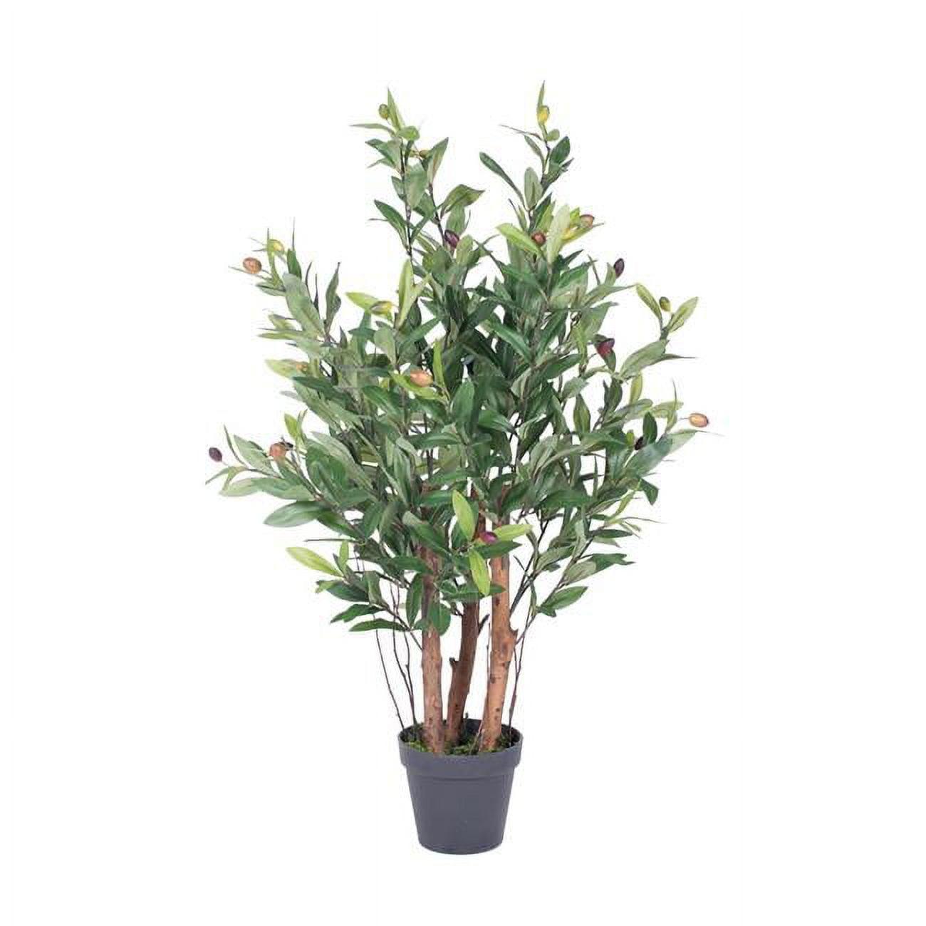 30-Inch Green Faux Olive Tree in Black Plastic Pot