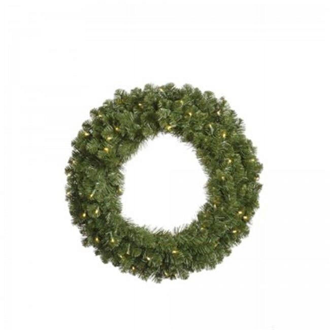 30-Inch Pre-Lit Green PVC Christmas Wreath with Warm White LED Lights