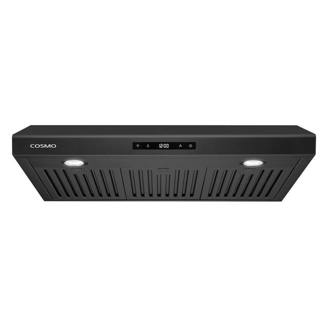 Cosmo 30 in. Haven Collection Ducted Under Cabinet Range Hood, Touch Controls, LED Lights, Permanent Filters in Matte Black