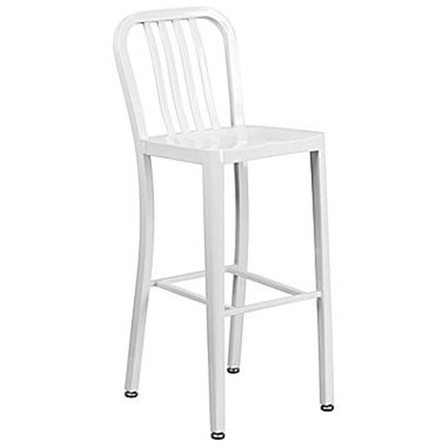 Flash Furniture Commercial Grade 30" High Metal Indoor-Outdoor Barstool with Vertical Slat Back