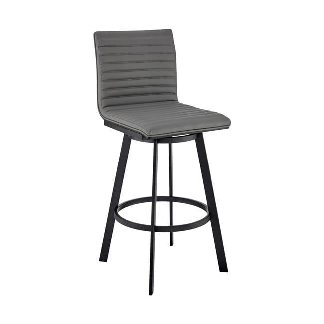 Contemporary Nikole 30" Swivel Bar Stool in Matt Black and Gray