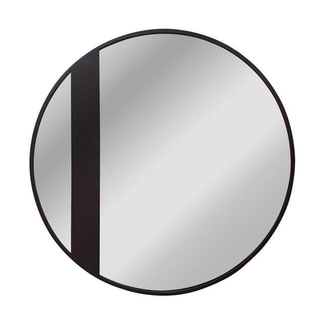 Chloe Lighting Reflection Black Finish Round Framed Wall Mirror 30 Inch Height