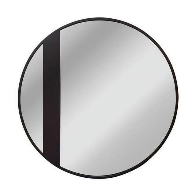 Chloe Lighting Reflection Black Finish Round Framed Wall Mirror 30 Inch Height