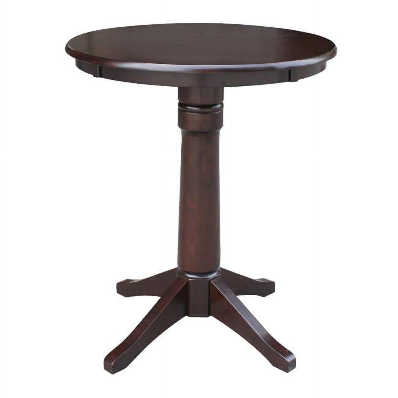 Elegant Mocha Wood Round Counter-Height Pedestal Table