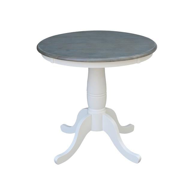 29" Dining Height Ronin Round Pedestal Table White/Heather Gray - International Concepts: Solid Wood, Small Space