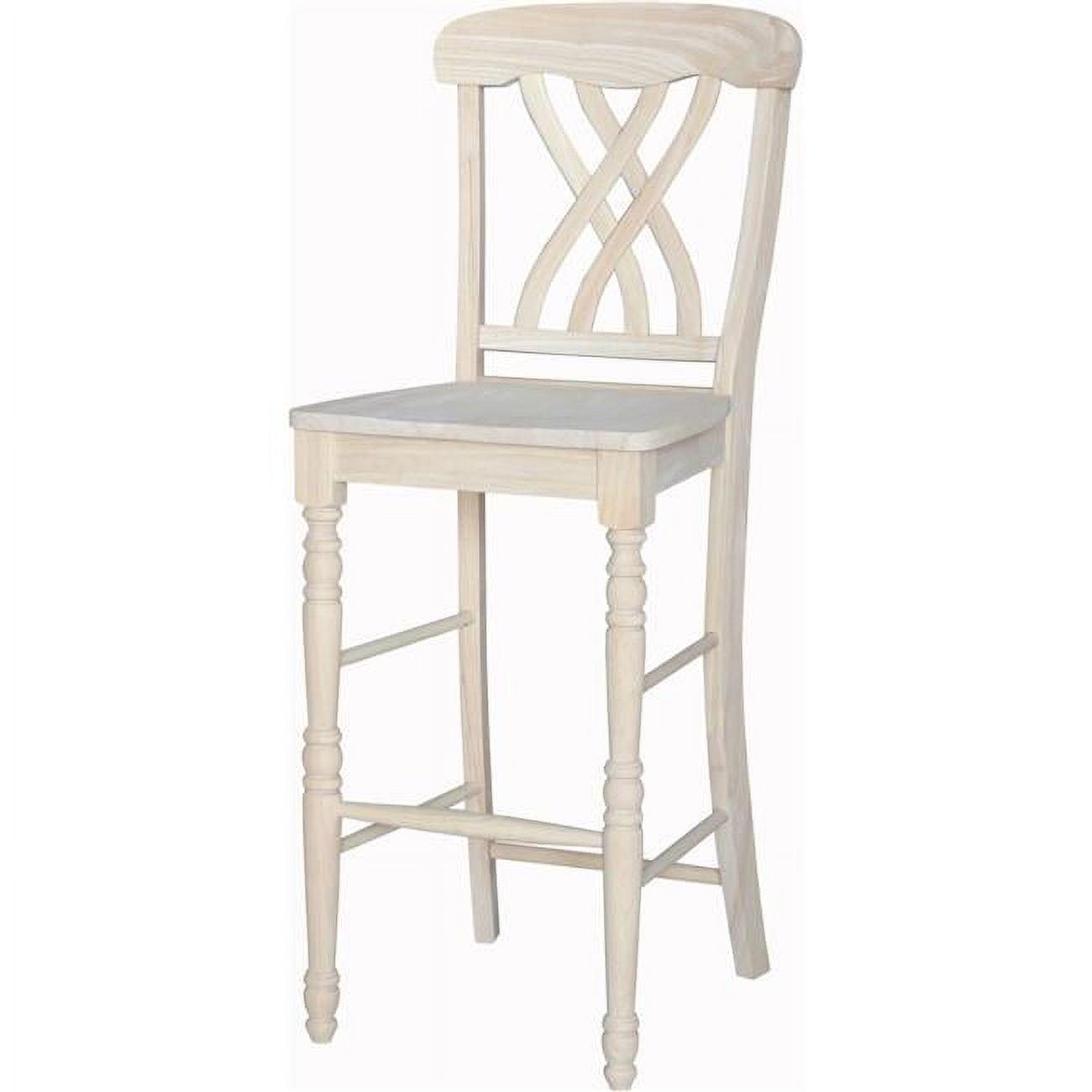 Traditional Parawood 30" Latticeback Bar Stool in Warm Brown