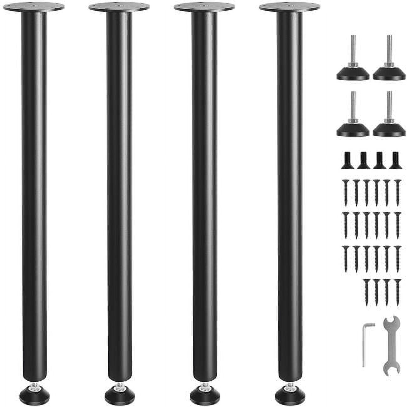 KFFKFF 30" Adjustable Desk Legs, Strengthened Steel Legs for Office Tables, DIY Set of 4, Supports up to 1200 lbs, Easy-to-Install with Adjustable Feet, Black