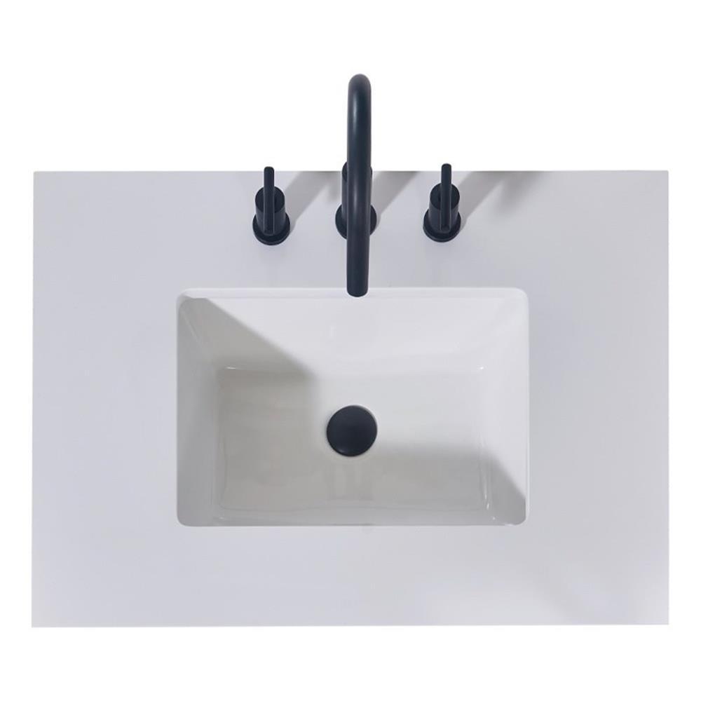 30" Single Bathroom Vanity Top in Snow White with Sink