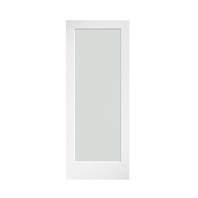 30 in. x 80 in. x 1-3/8 in. Frosted Glass 1-Lite White Finished Solid Wood Core French Interior Door Slab