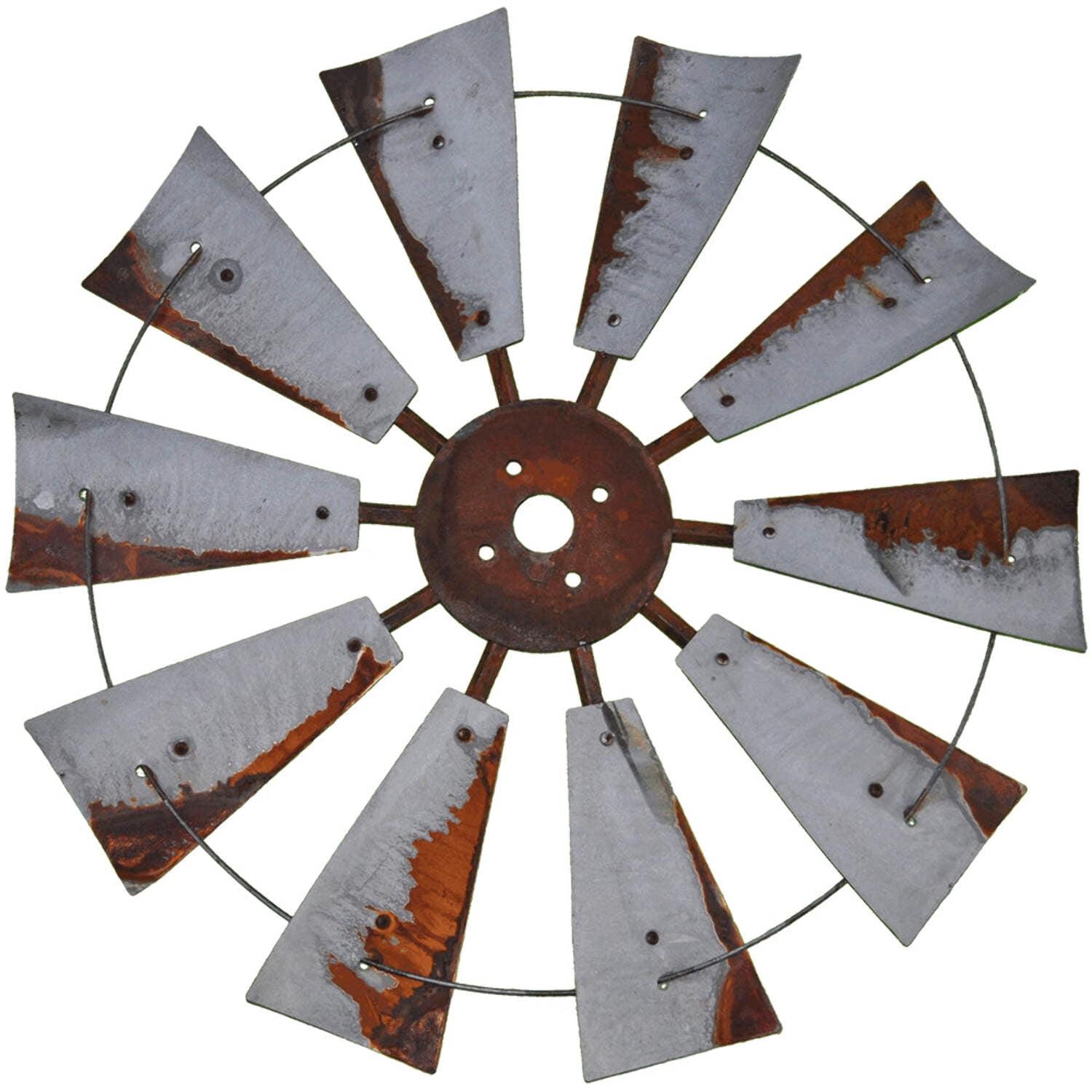 30-inch Rustic Windmill Fan Wall Sculpture Home Decor