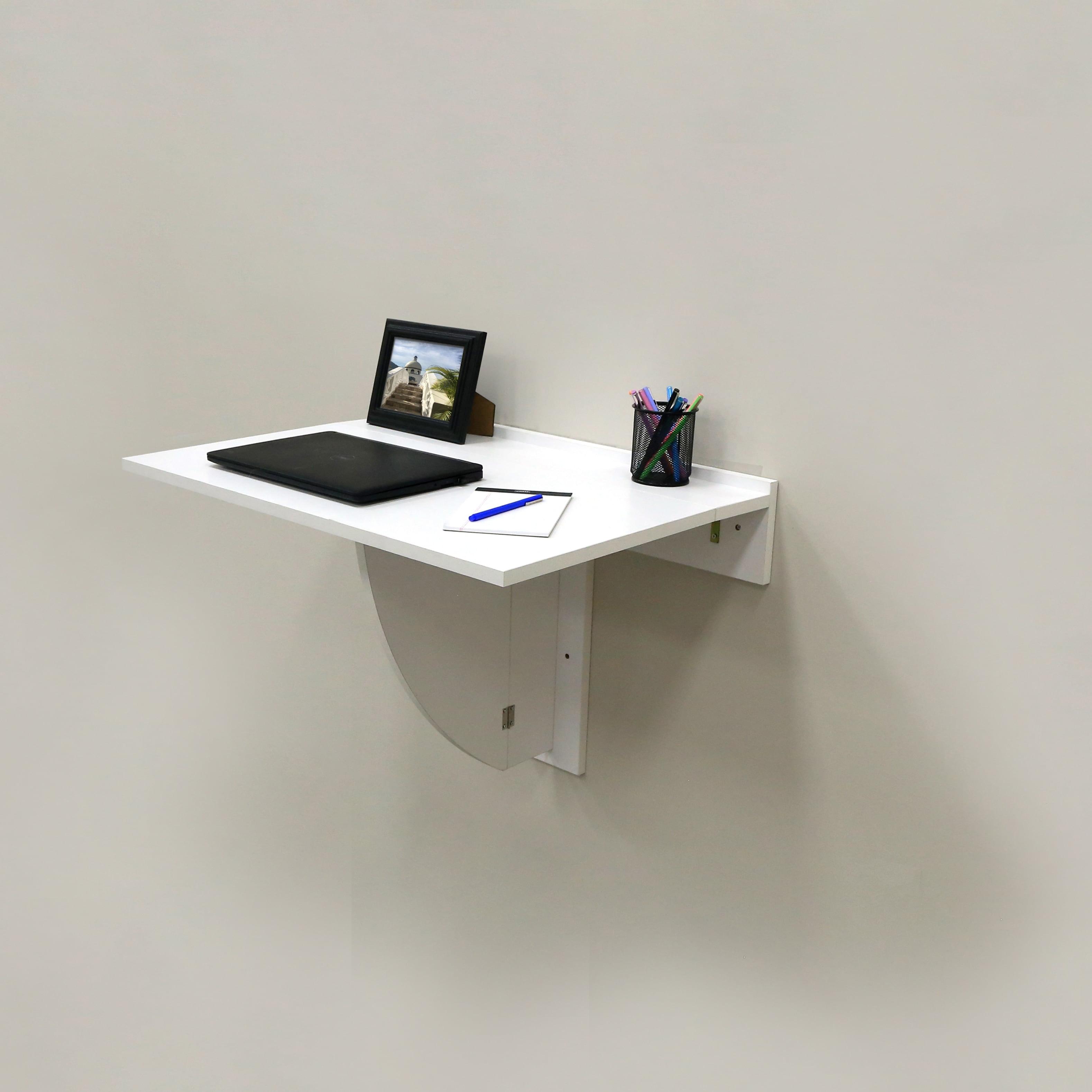 30" x 21.5" Wall Mounted Folding Table and Computer Desk White - InPlace: Fold Down Wall Desk, Kids Foldable Table